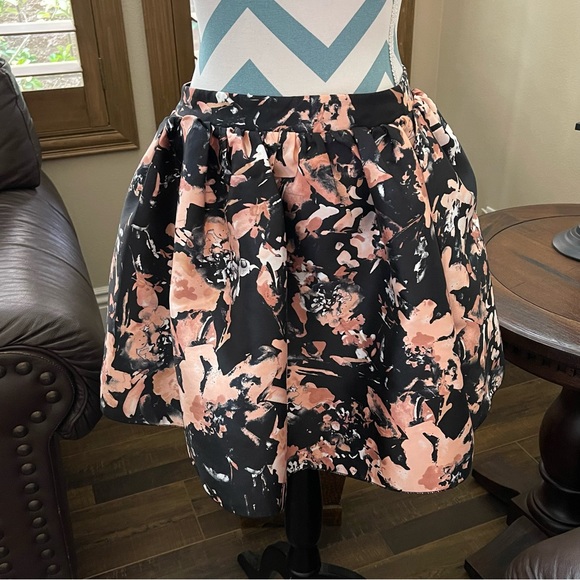 “SPEECHLESS” Womens Black Floral Mini Ruffled Cocktail Skirt Juniors - Picture 1 of 2